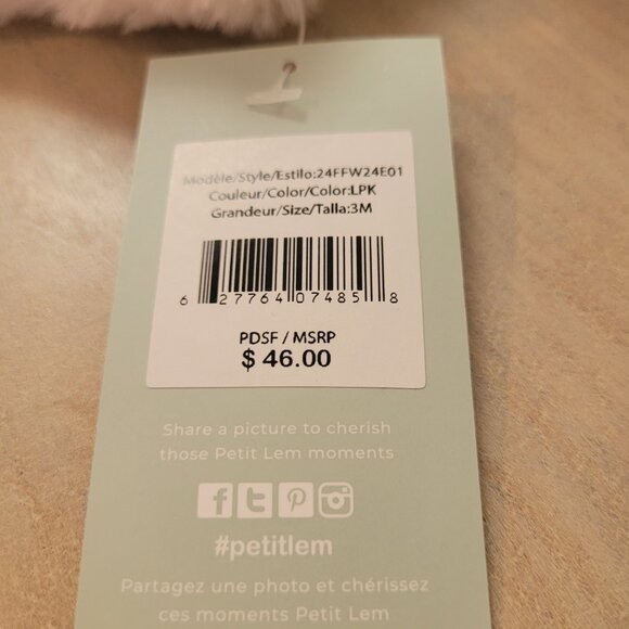 Pl Baby Collection Snap Enclosure Hooded Faux Fur Vest Size 3m Cream NEW - Picture 11 of 11